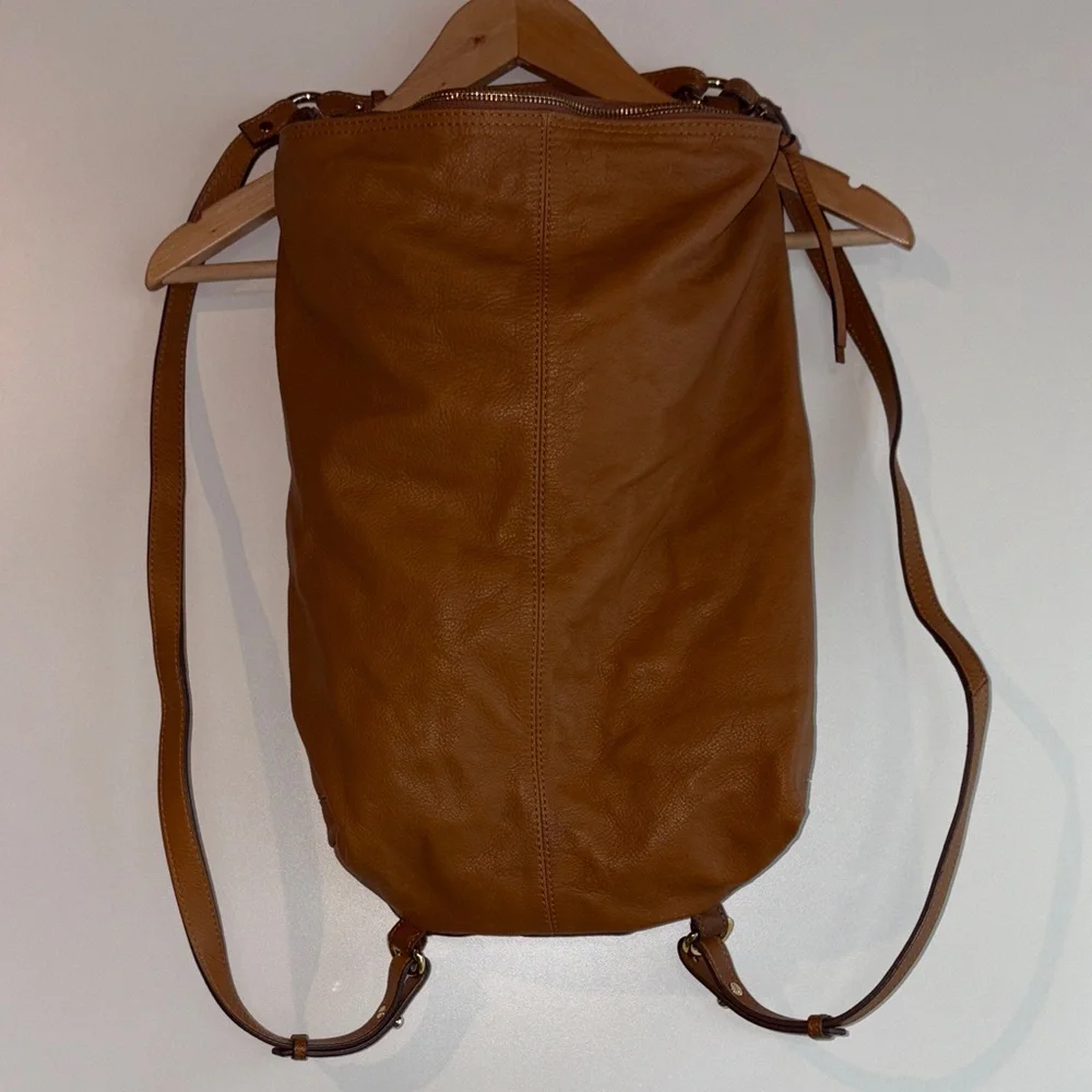 Zara Women’s Vintage Camel Brown Leather Backpack